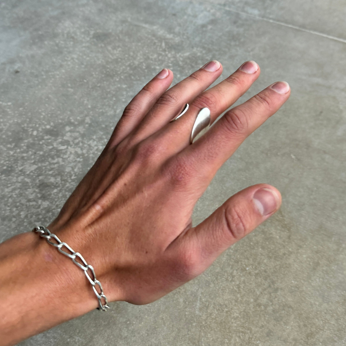 Abstract Asymmetric Silver Ring-2