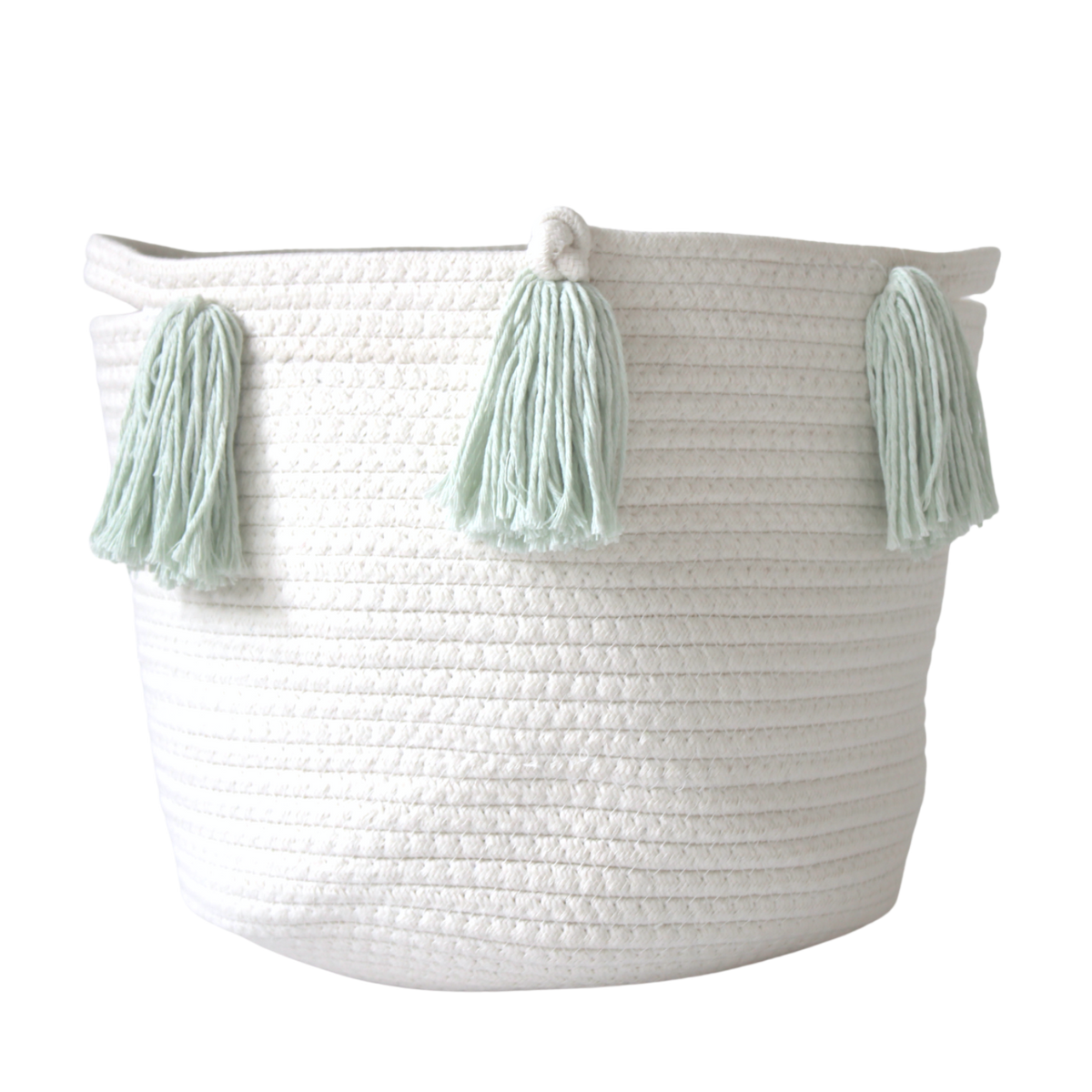 Mint Tassel Basket - Medium-0