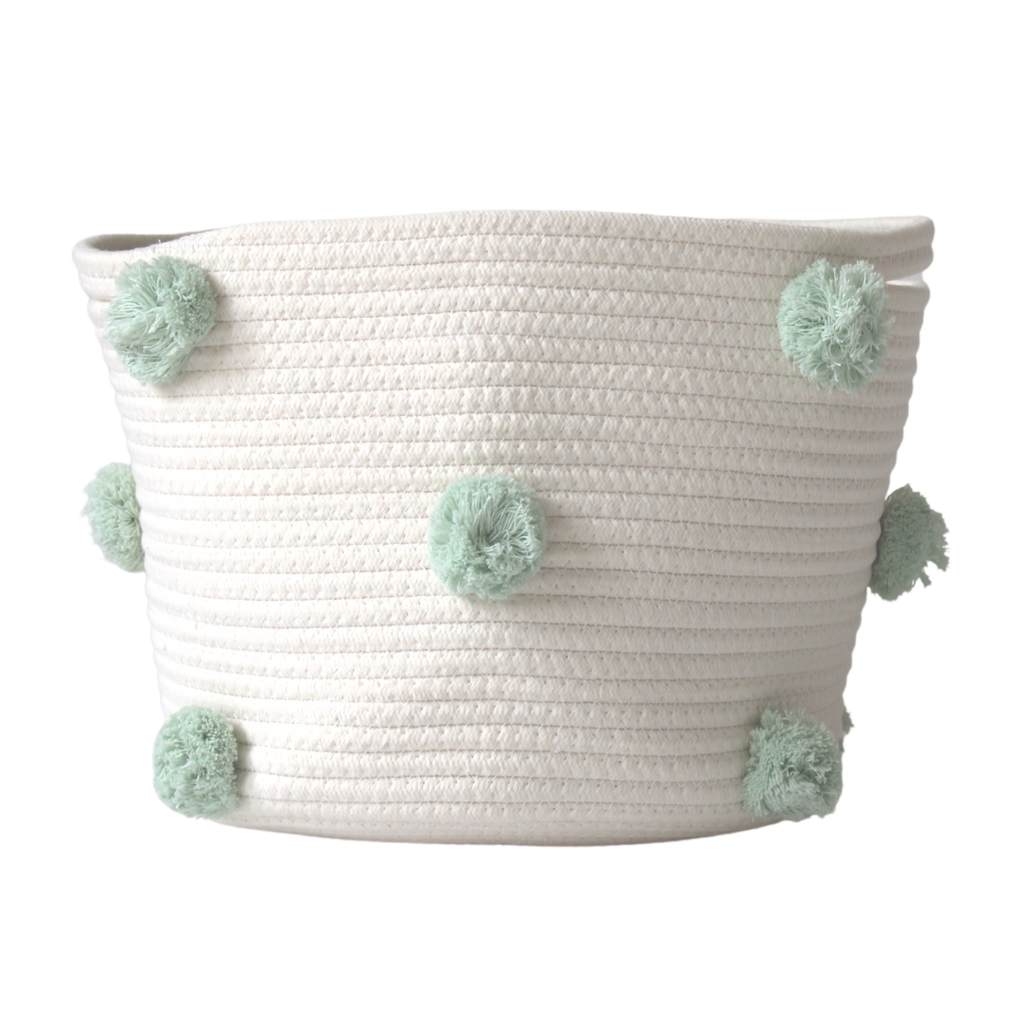 Mint Pom Basket - Medium-0