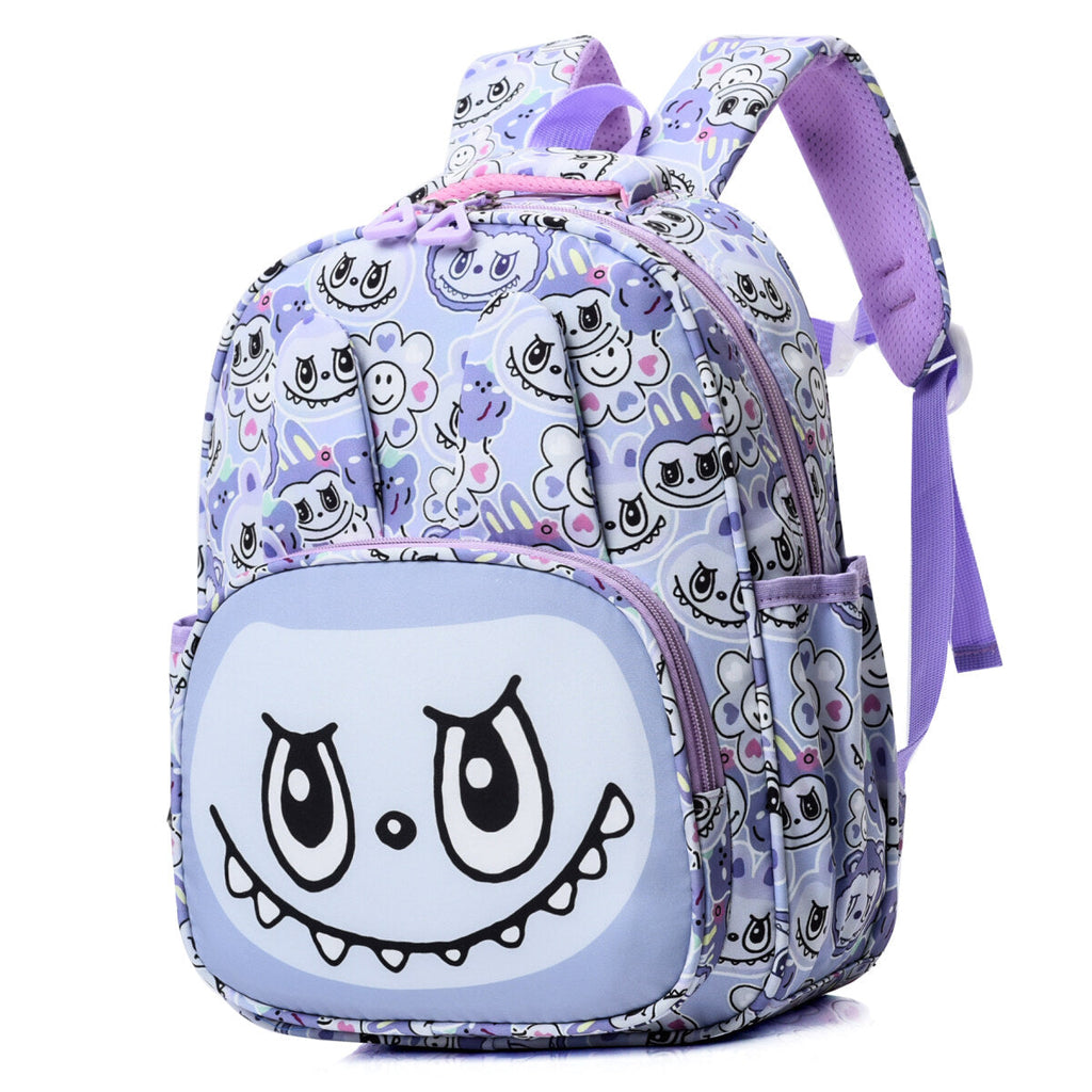 Colorful Mischief Squad Labubu kids backpack in Oxford cloth with front pocket and adjustable straps — view 2