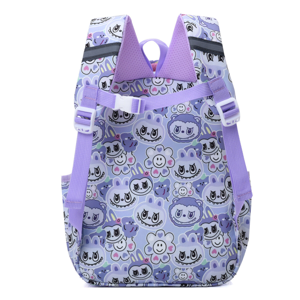 Colorful Mischief Squad Labubu kids backpack in Oxford cloth with front pocket and adjustable straps — view 4