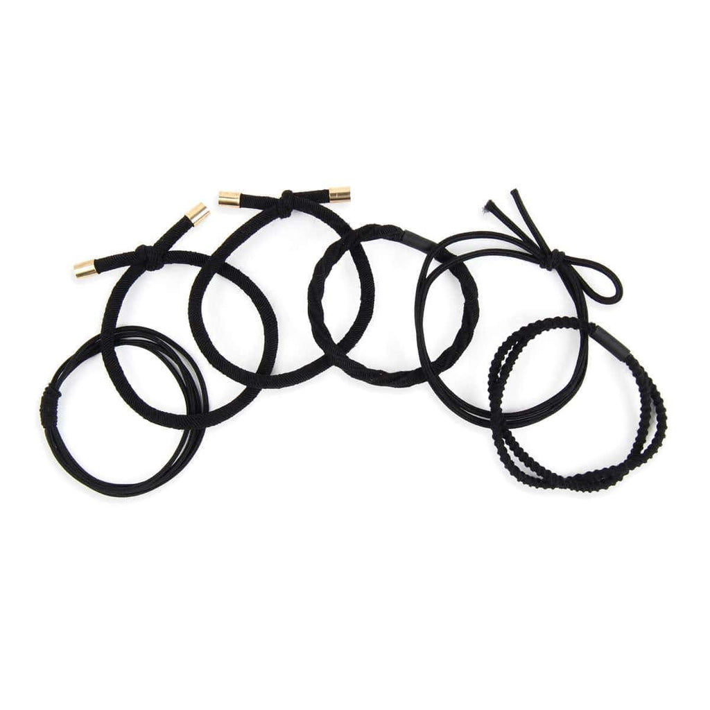 MIXED STRETCH PONYTAIL BLACK HAIRBAND SET-0