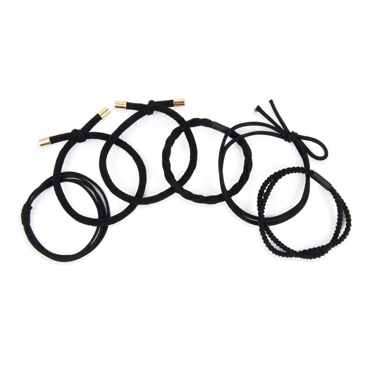 MIXED STRETCH PONYTAIL BLACK HAIRBAND SET-0