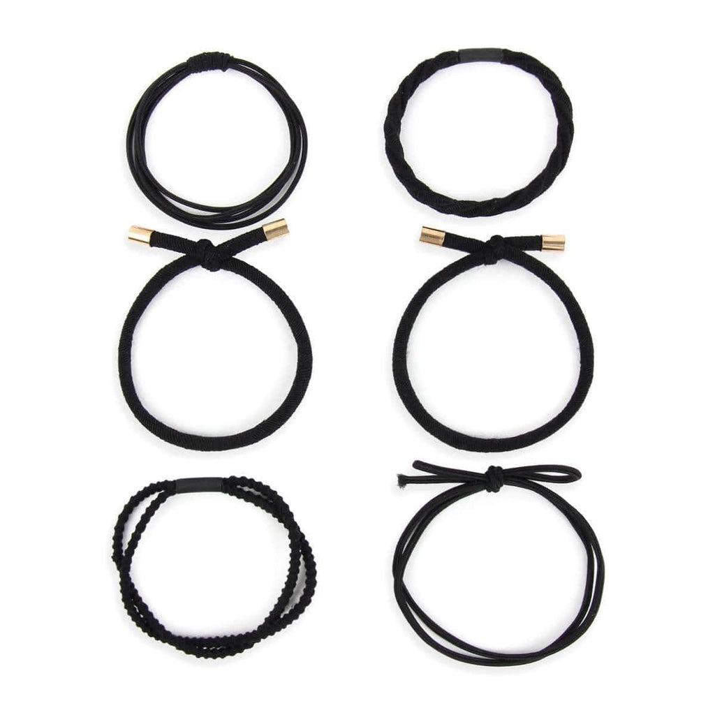 MIXED STRETCH PONYTAIL BLACK HAIRBAND SET-1