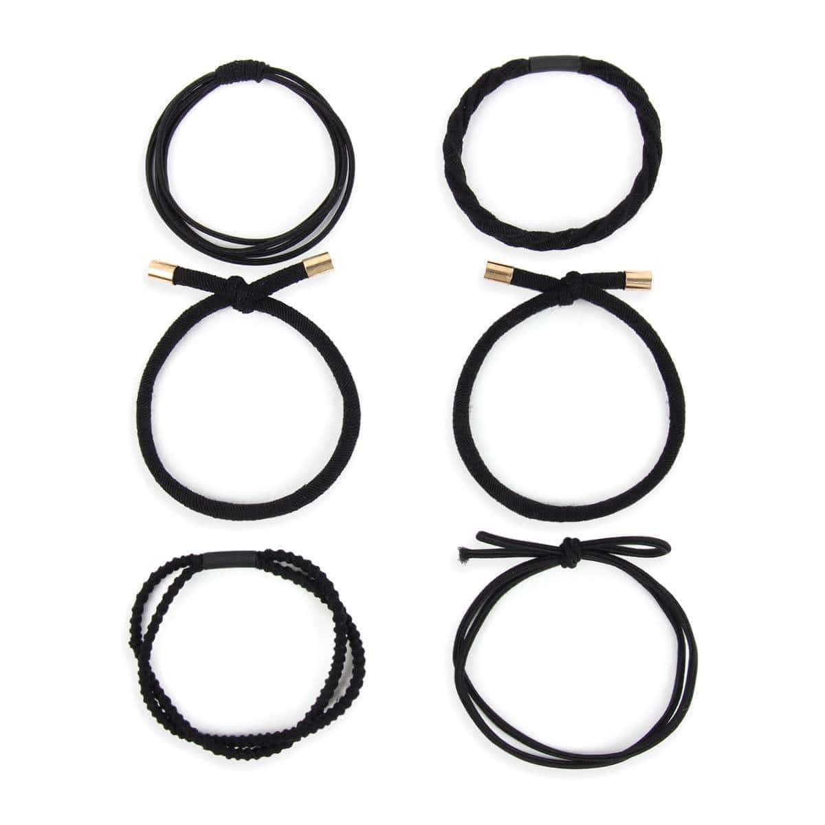 MIXED STRETCH PONYTAIL BLACK HAIRBAND SET-1