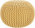 Yablanitsa orange knitted pouf, textured mustard contemporary floor cushion made of pure cotton