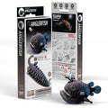 Completed eco-friendly EUGY Anglerfish 3D cardboard puzzle with bioluminescent lure and tiny parasitic male companion.