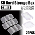 20-piece transparent plastic SD card storage cases for secure memory card organization and protection