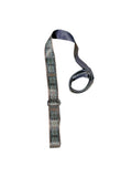 Moab Rocks yoga strap in warm brown organic cotton with durable metal D-ring buckles
