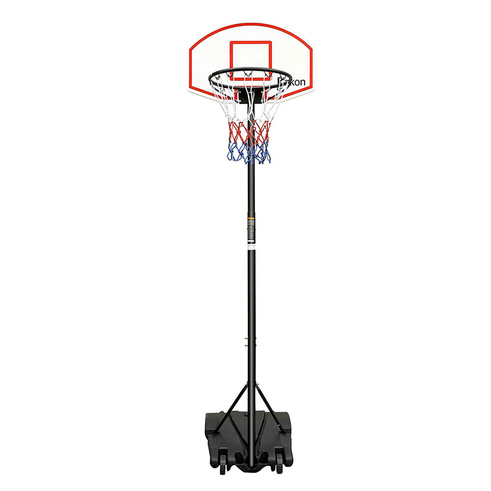Portable adjustable basketball hoop with durable metal frame, backboard, and standard size rim on stand — view 2