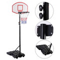 Portable adjustable basketball hoop with durable metal frame, backboard, and standard size rim on stand