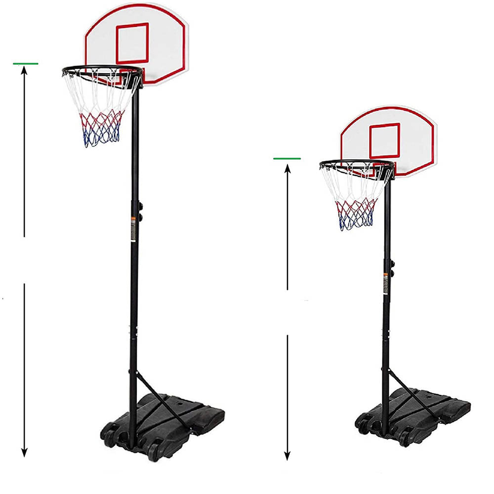 Portable adjustable basketball hoop with durable metal frame, backboard, and standard size rim on stand — view 4