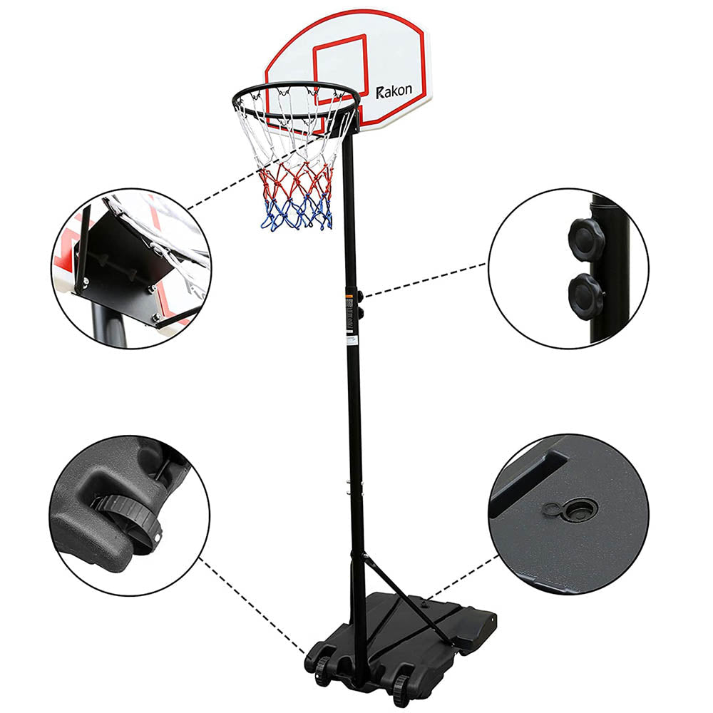 Portable adjustable basketball hoop with durable metal frame, backboard, and standard size rim on stand — view 3