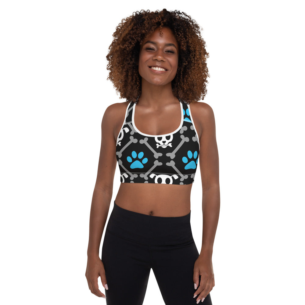 Bone Dogger padded sports bra with scoop neckline, racerback design, and moisture-wicking fabric — view 2