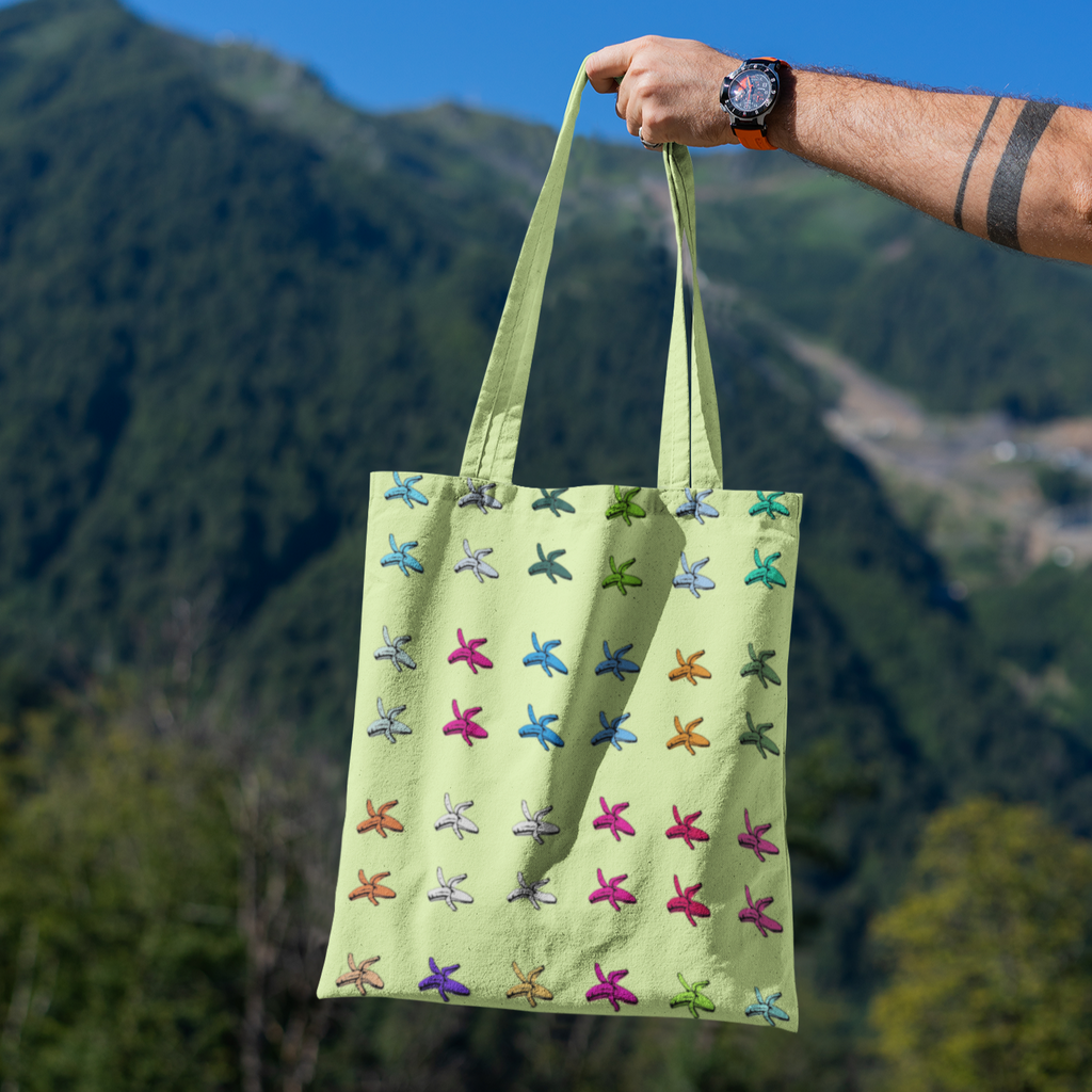 La Banane canvas tote bag featuring a colorful playful banana print and sturdy shoulder straps — view 5
