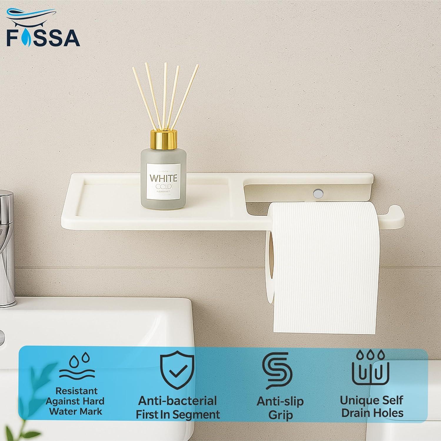 Modern white ceramic toilet paper holder with integrated mobile phone stand for bathroom — view 4