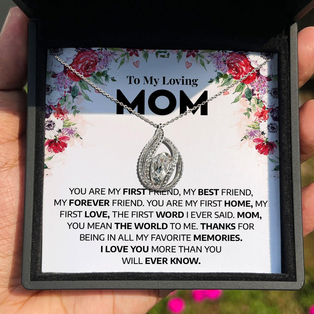 To My Loving Mom - You Are My First Friend, My Best Friend, My Forever Friend - Orbital Birdcage Necklace-3