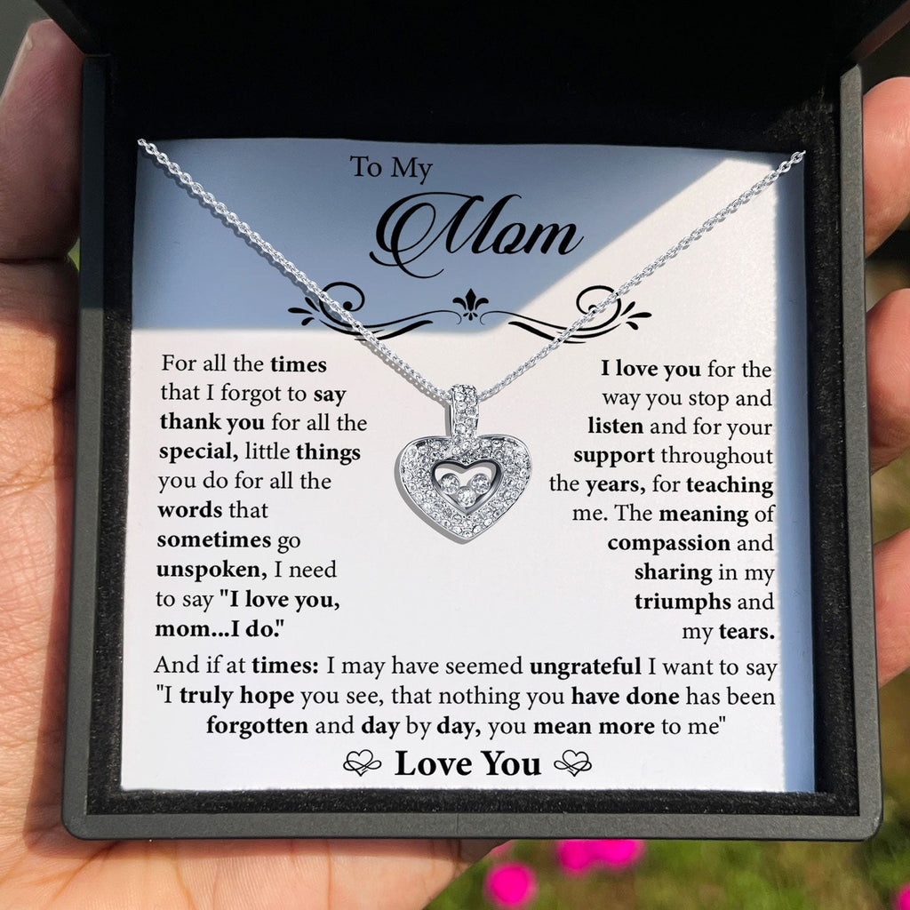 TRYNDI™ To My Mom Floating Heart Necklace With Authentic Swarovski Crystals-1