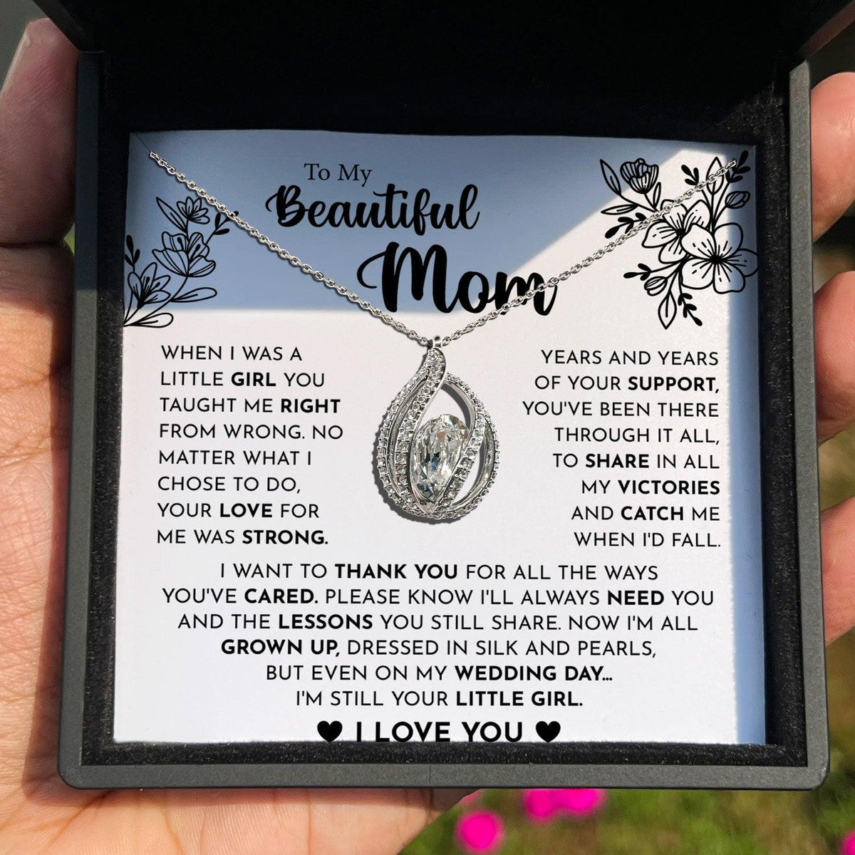 To My Beautiful Mom - When I Was a Little Girl You Taught Me Right From Wrong - Orbital Birdcage Necklace-3