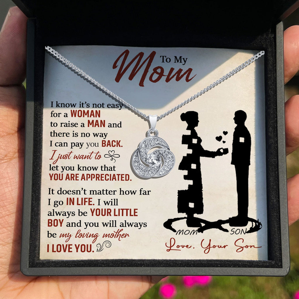 TRYNDI™ To My Mom Love Knot Necklace With Authentic Swarovski Crystals-1