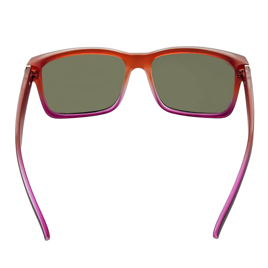 ENZO - Modern Square Sunglasses Black-Red Orange Mirror-4