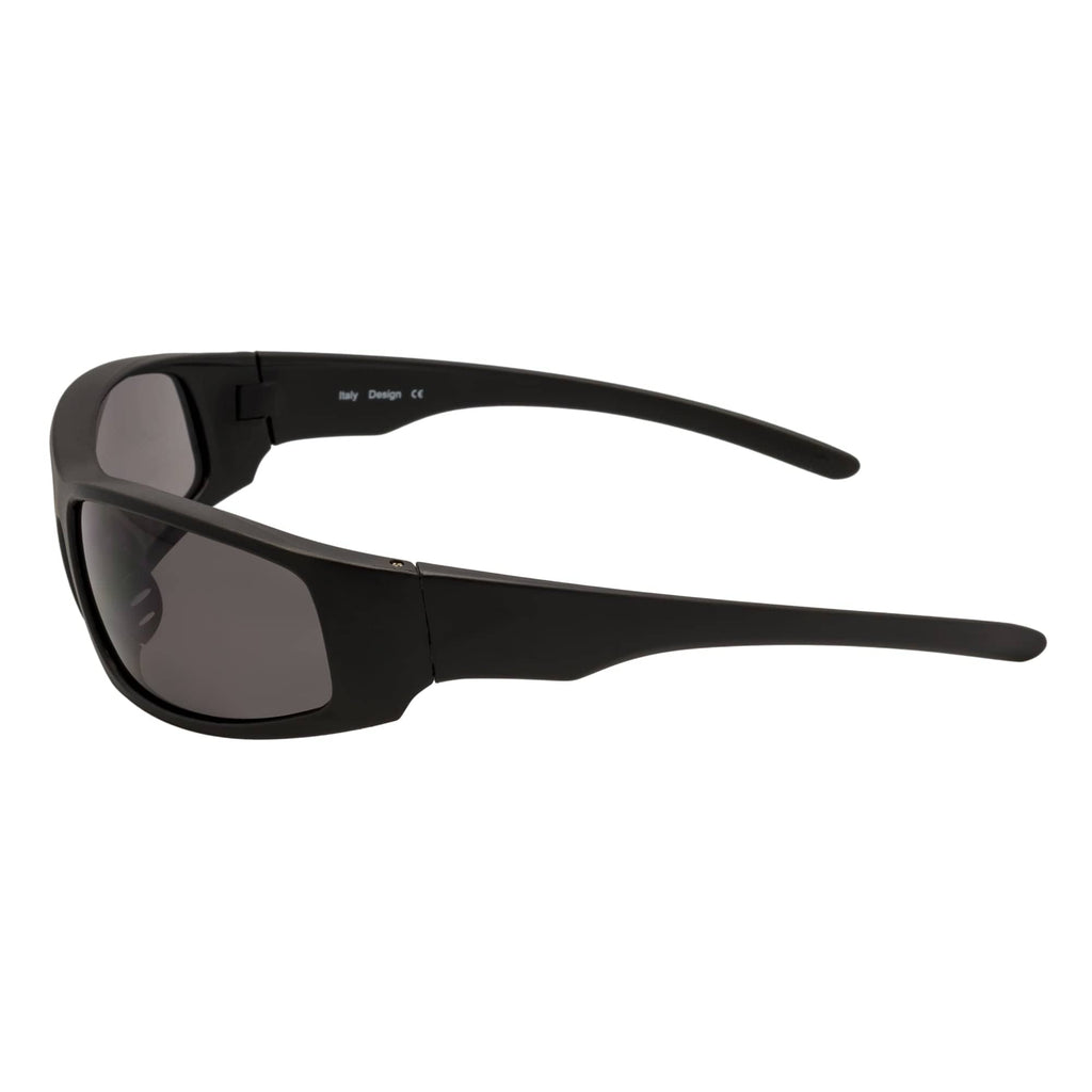 KASTOR - Rectangle Wraparound Sunglasses Matte Black Smoke-2
