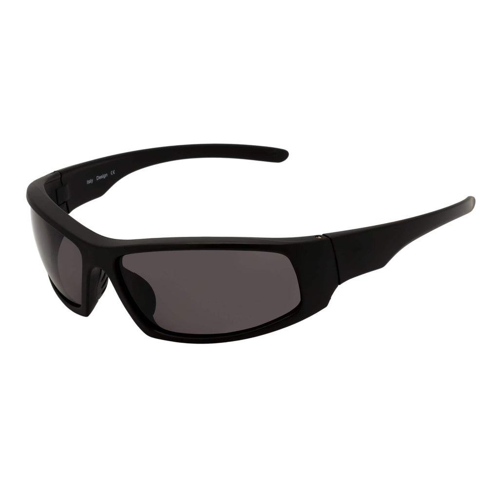 KASTOR - Rectangle Wraparound Sunglasses Matte Black Smoke-1