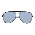 KEY - Oversize Metal Aviator Sunglasses Black Silver Mirror-0