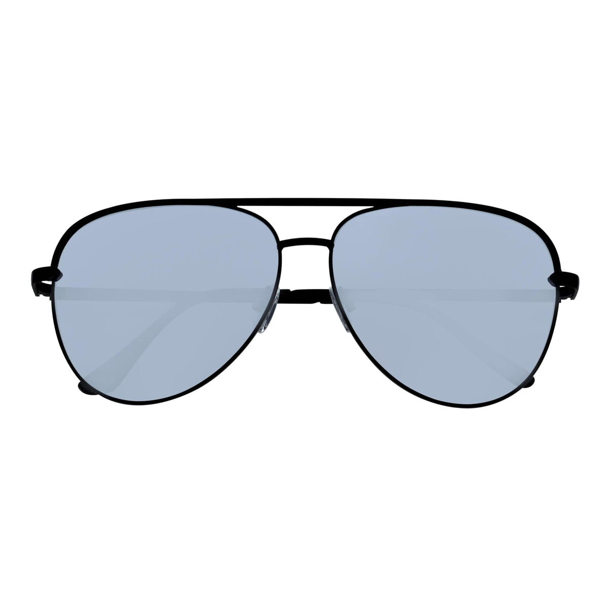 KEY - Oversize Metal Aviator Sunglasses Black Silver Mirror-0