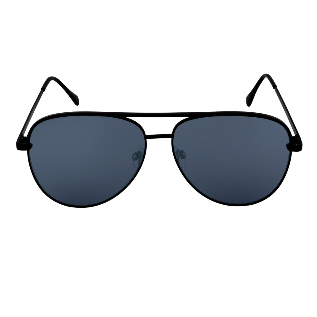 KEY - Oversize Metal Aviator Sunglasses Black Silver Mirror-2