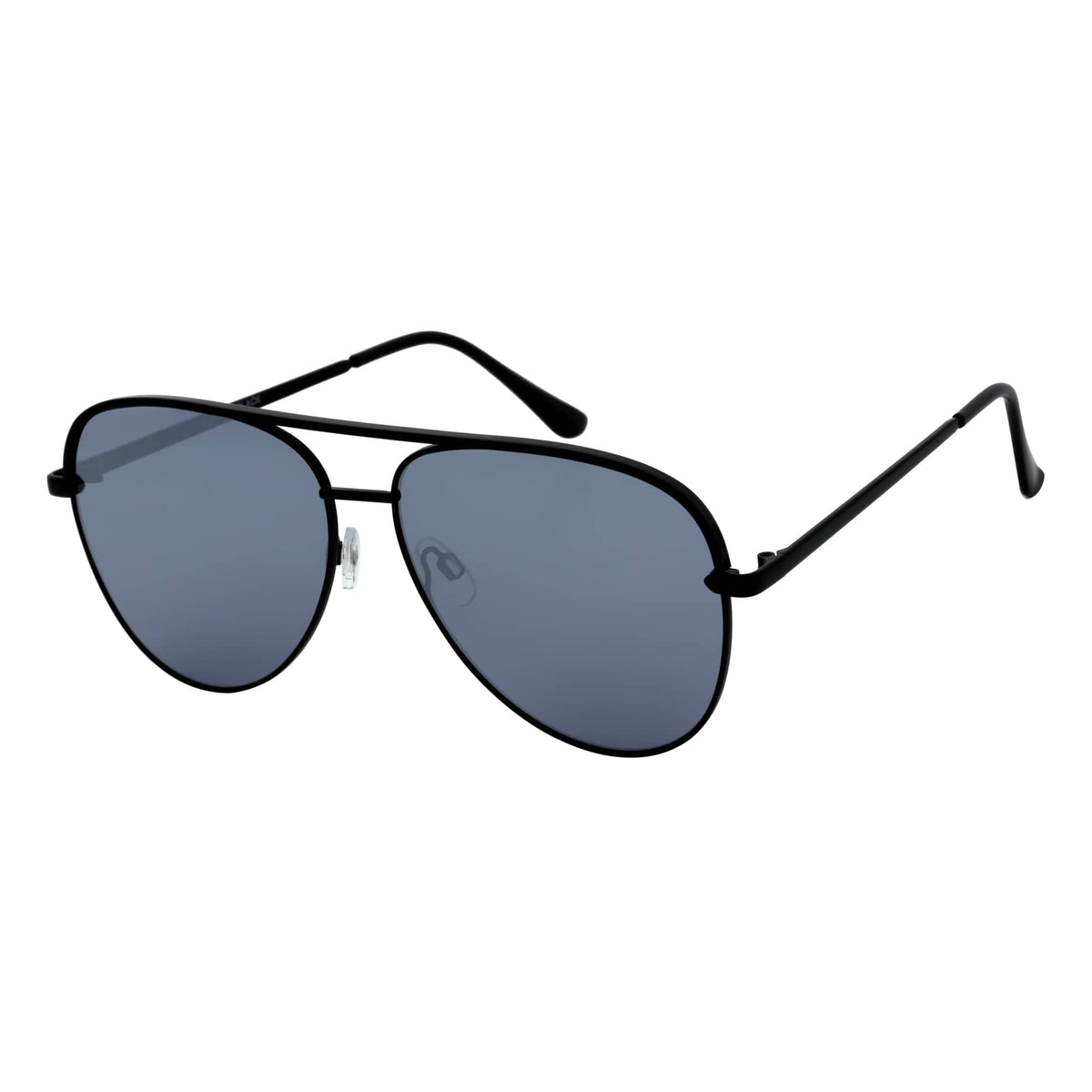 KEY - Oversize Metal Aviator Sunglasses Black Silver Mirror-1