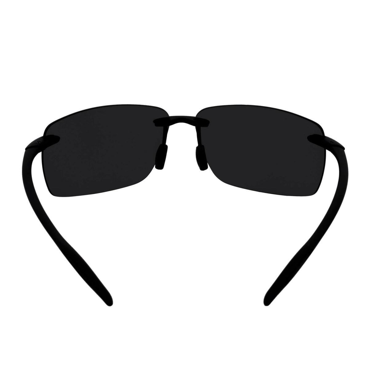 MAUI - Rimless TR90 Thin Sports Wrap Sunglasses Black Silver Mirror Polarized-2