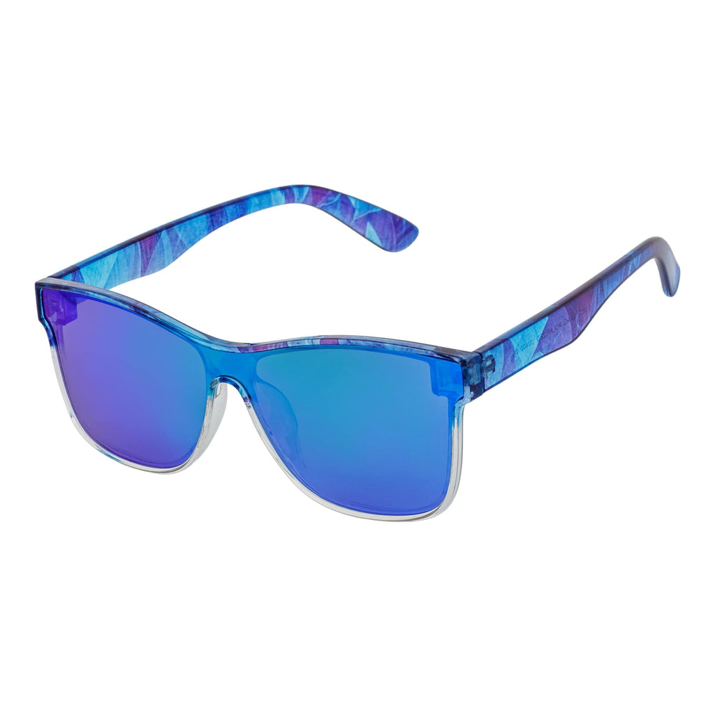 PRIME TIME - Polarized Horn Rimmed Sunglasses Clear Blue Green Mirror-1