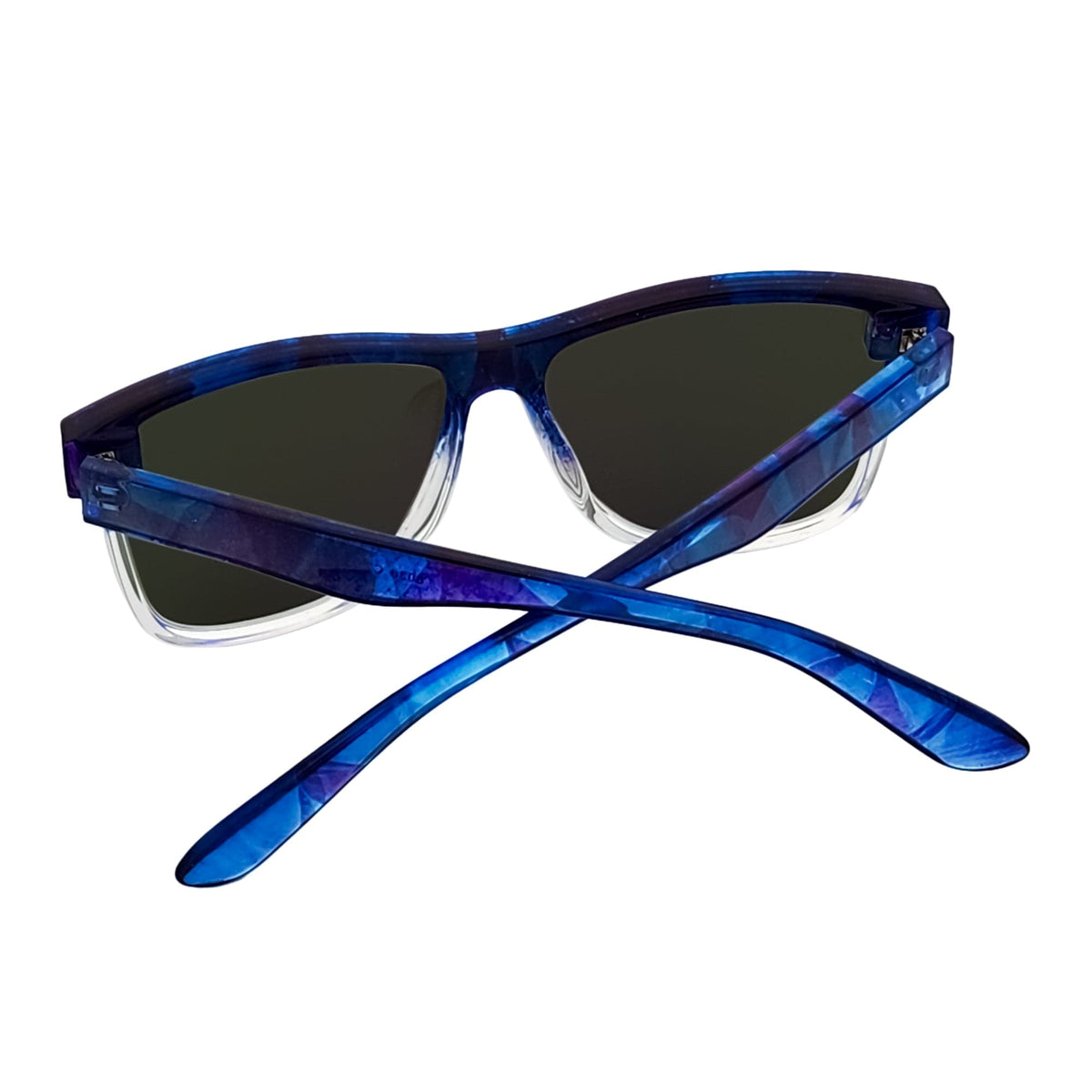 PRIME TIME - Polarized Horn Rimmed Sunglasses Clear Blue Green Mirror-4