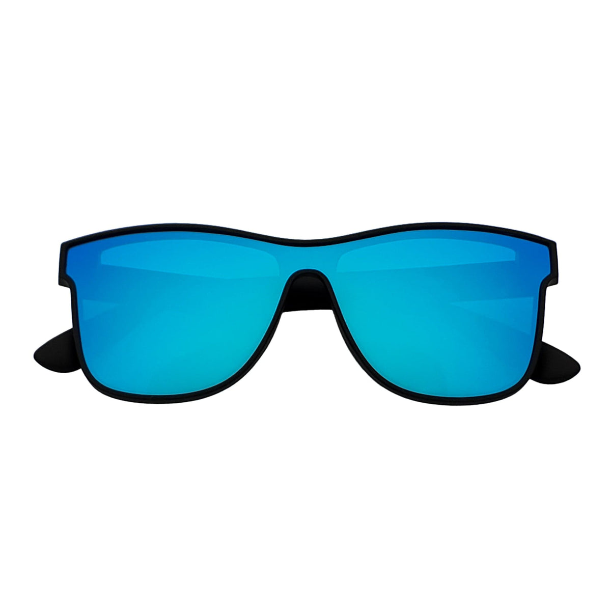 PRIME TIME - Polarized Horn RimmedSunglasses Matte Black Blue Mirror-0