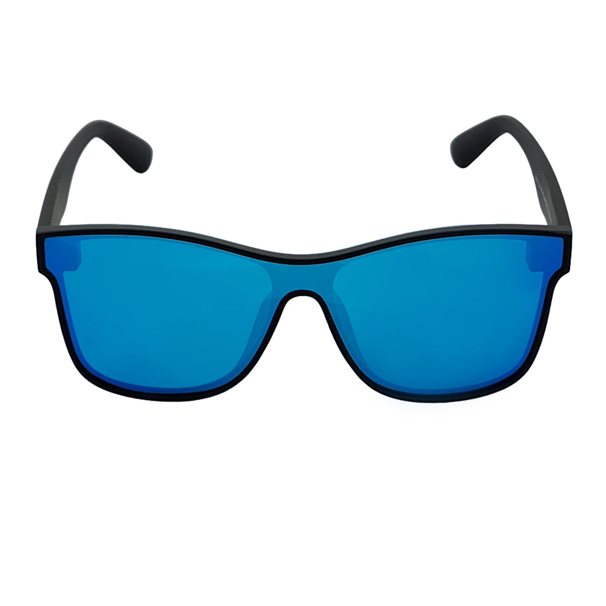PRIME TIME - Polarized Horn RimmedSunglasses Matte Black Blue Mirror-2