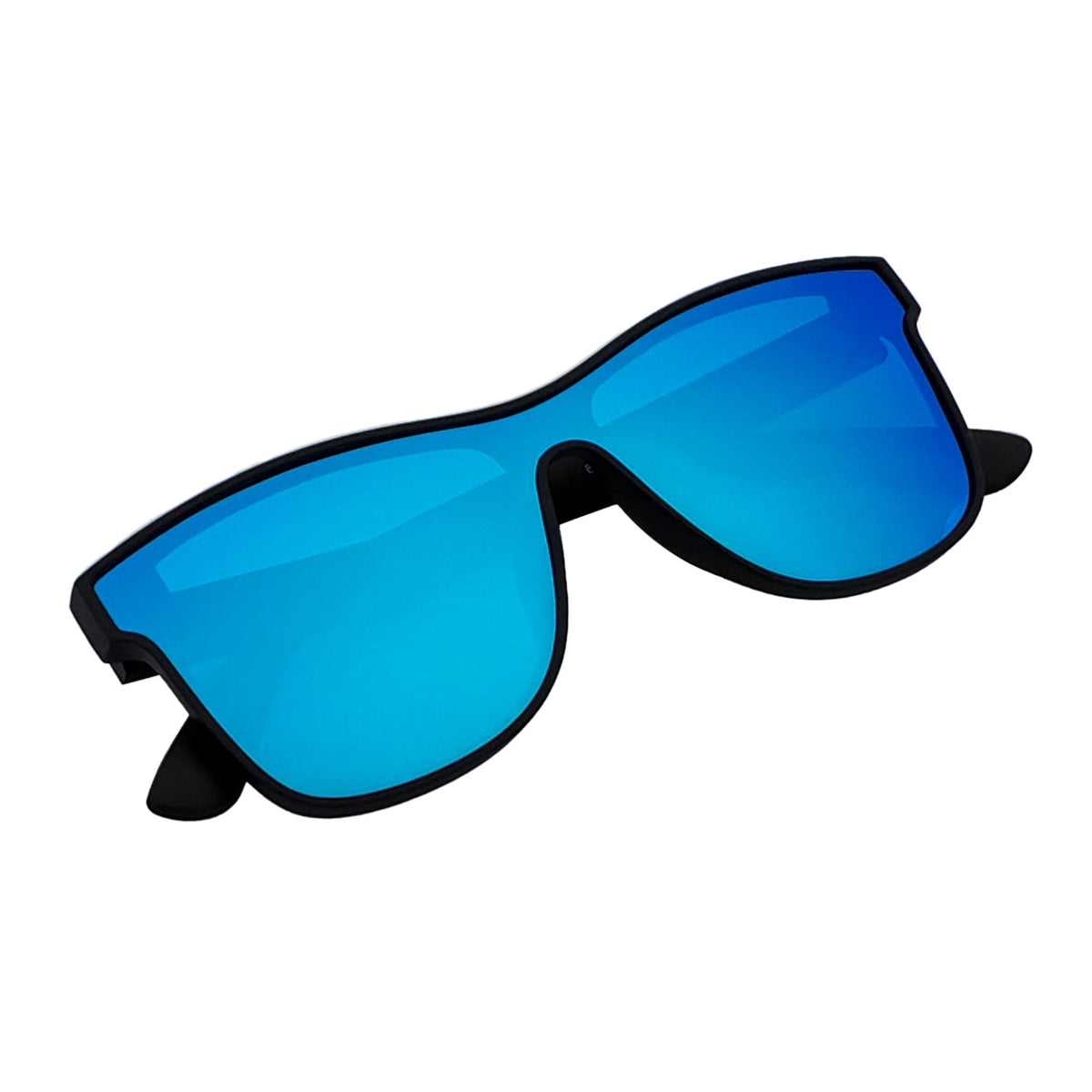 PRIME TIME - Polarized Horn RimmedSunglasses Matte Black Blue Mirror-3