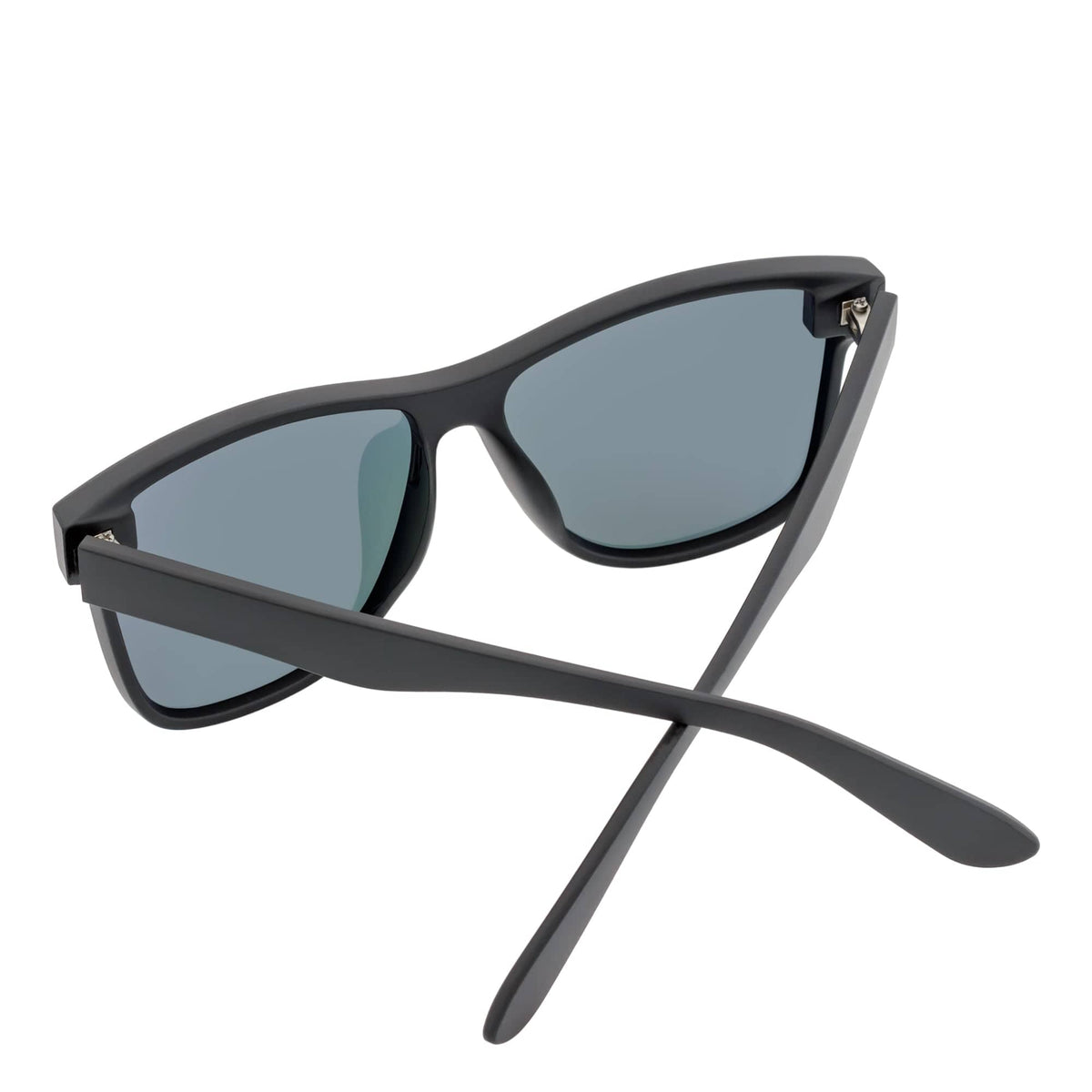 PRIME TIME - Polarized Horn RimmedSunglasses Matte Black Blue Mirror-4