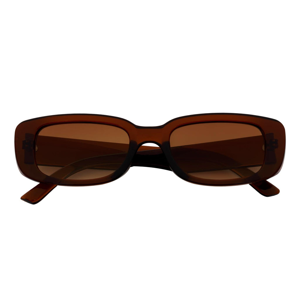 SLIM - Small Rectangle Sunglasses Clear Brown Amber Fade-0