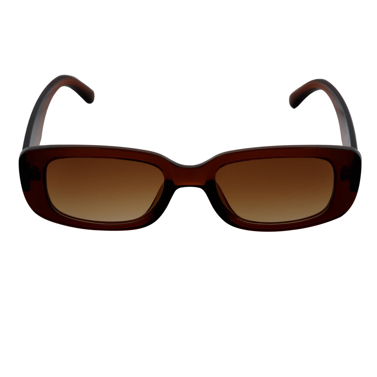 SLIM - Small Rectangle Sunglasses Clear Brown Amber Fade-2