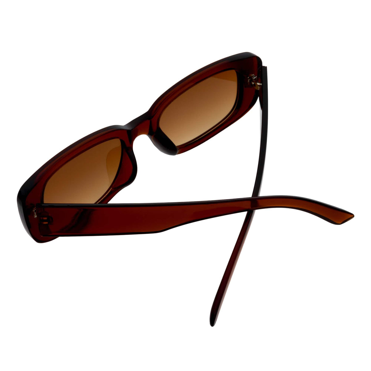 SLIM - Small Rectangle Sunglasses Clear Brown Amber Fade-4