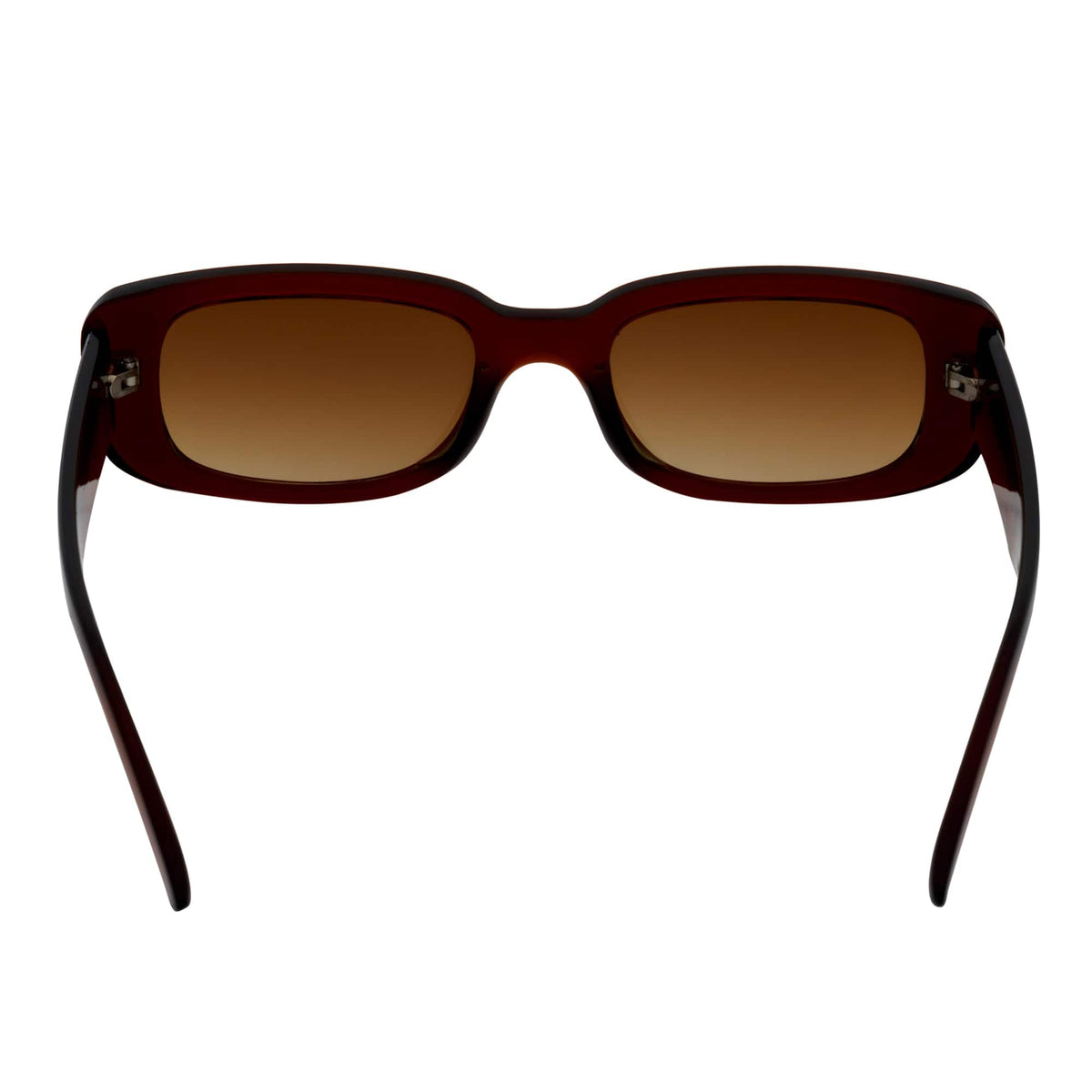 SLIM - Small Rectangle Sunglasses Clear Brown Amber Fade-3