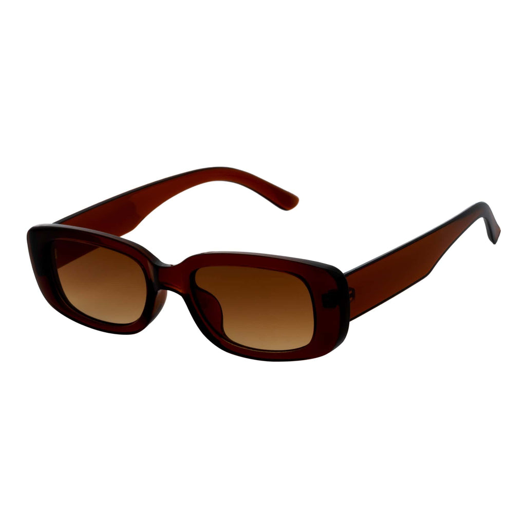 SLIM - Small Rectangle Sunglasses Clear Brown Amber Fade-1