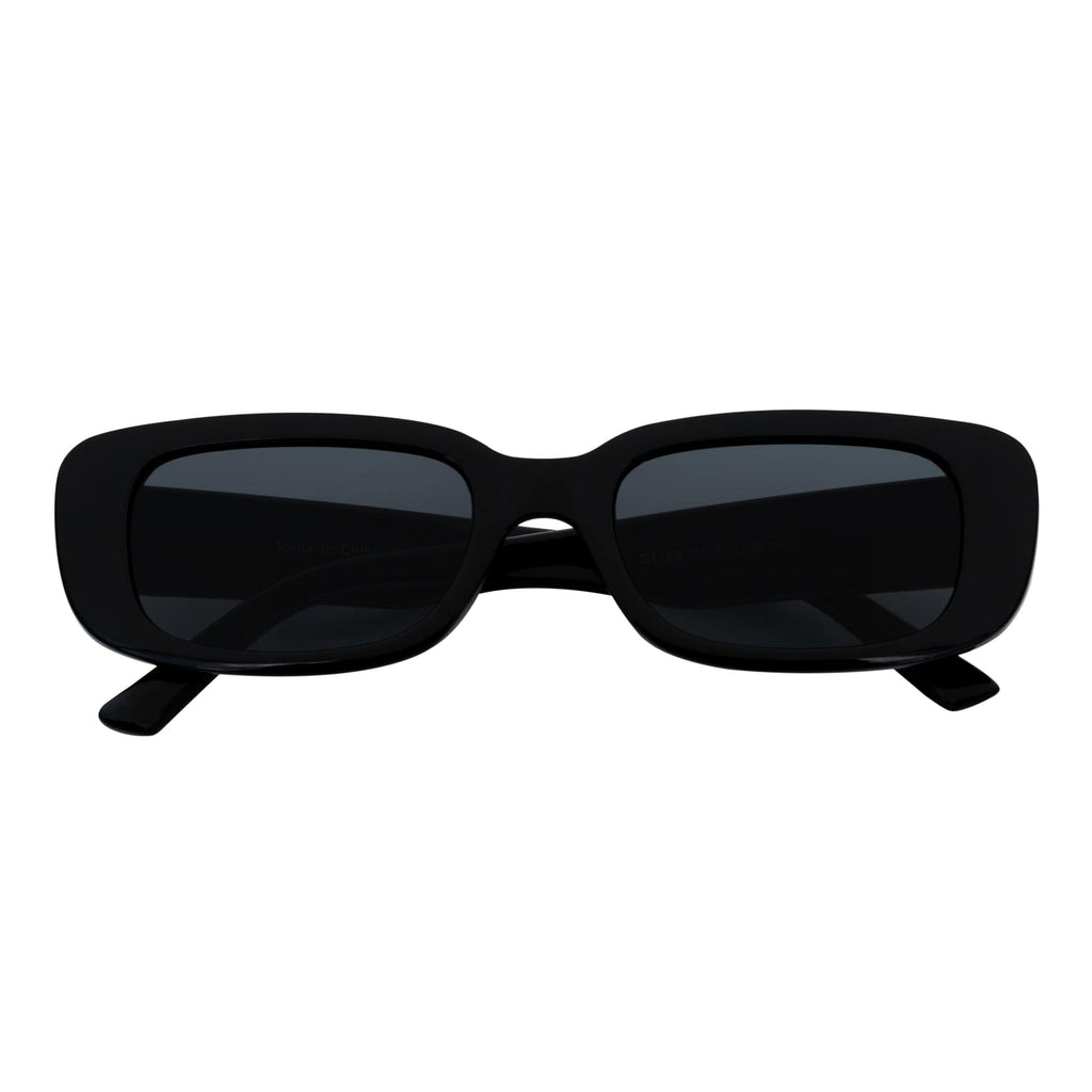 SLIM - Small Rectangle Sunglasses Gloss Black Smoke-0