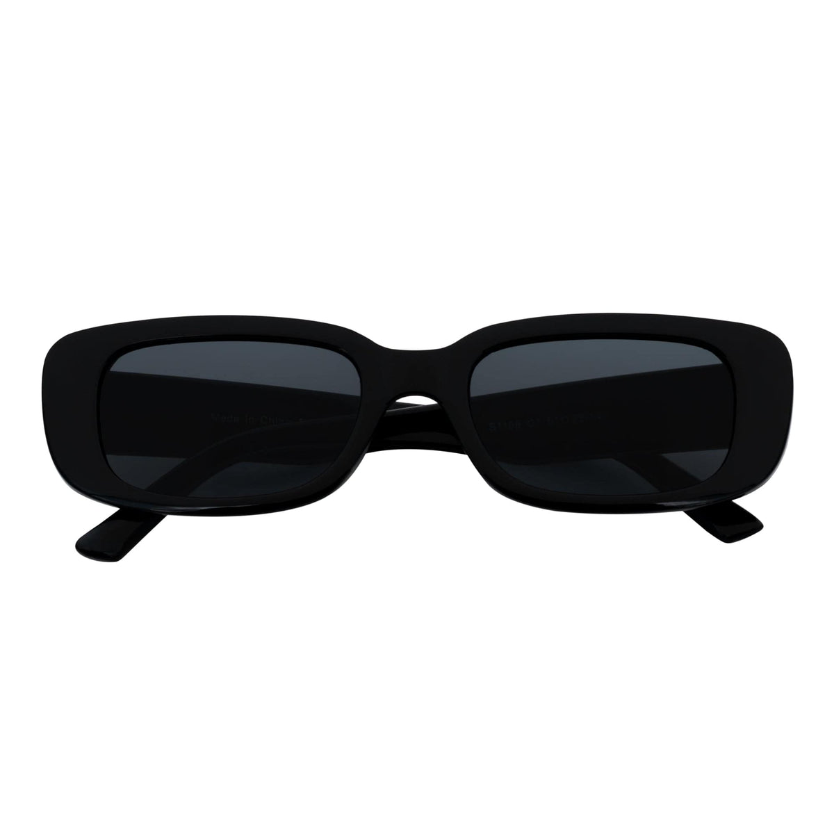SLIM - Small Rectangle Sunglasses Gloss Black Smoke-0