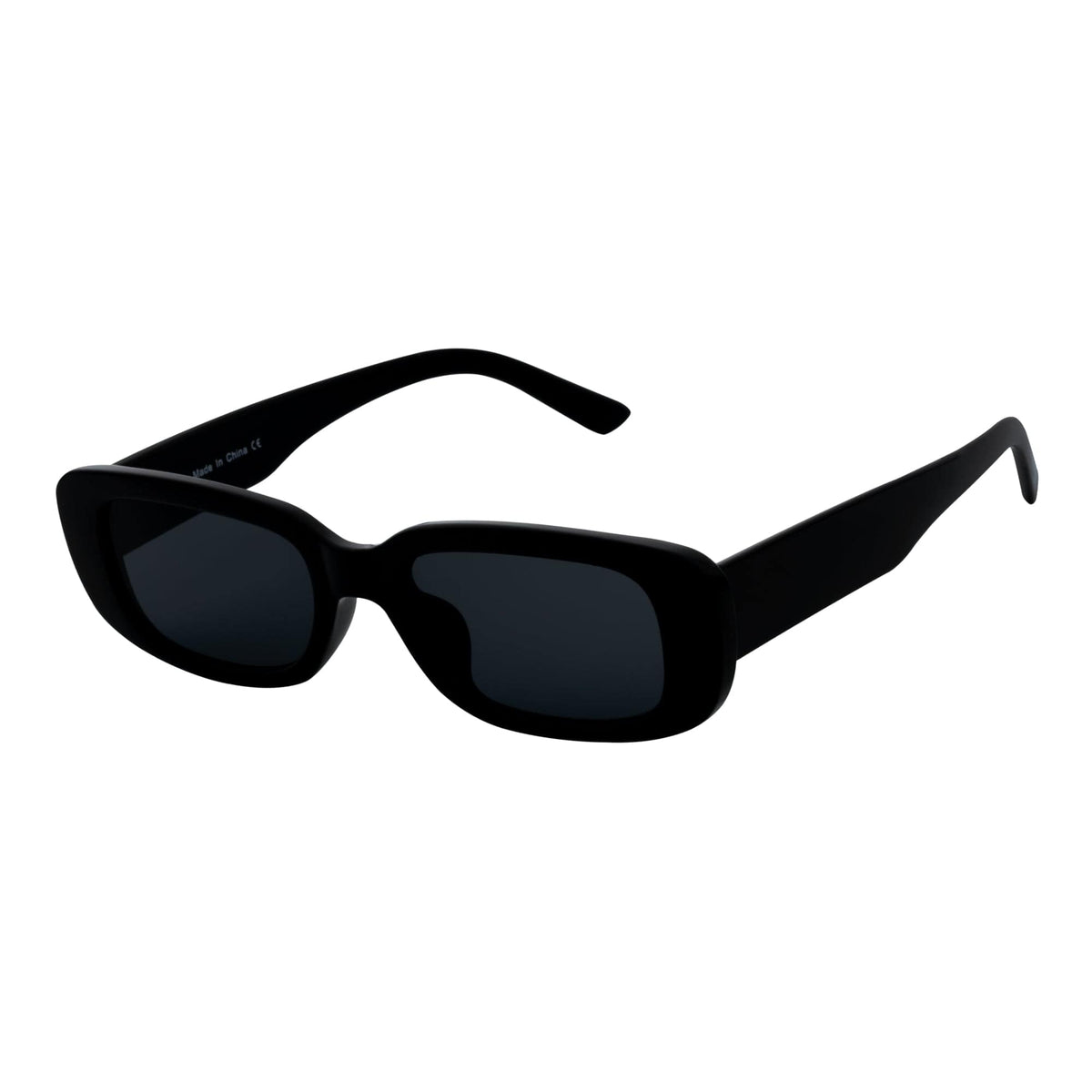 SLIM - Small Rectangle Sunglasses Gloss Black Smoke-1