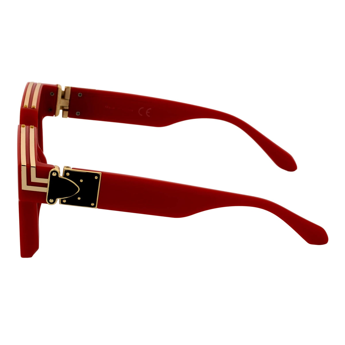 TWO BILLION - Large Horn Rimmed Square Sunglasses Gloss Red-Gold Smoke-4
