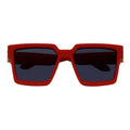 TWO BILLION - Large Horn Rimmed Square Sunglasses Gloss Red-Gold Smoke-0