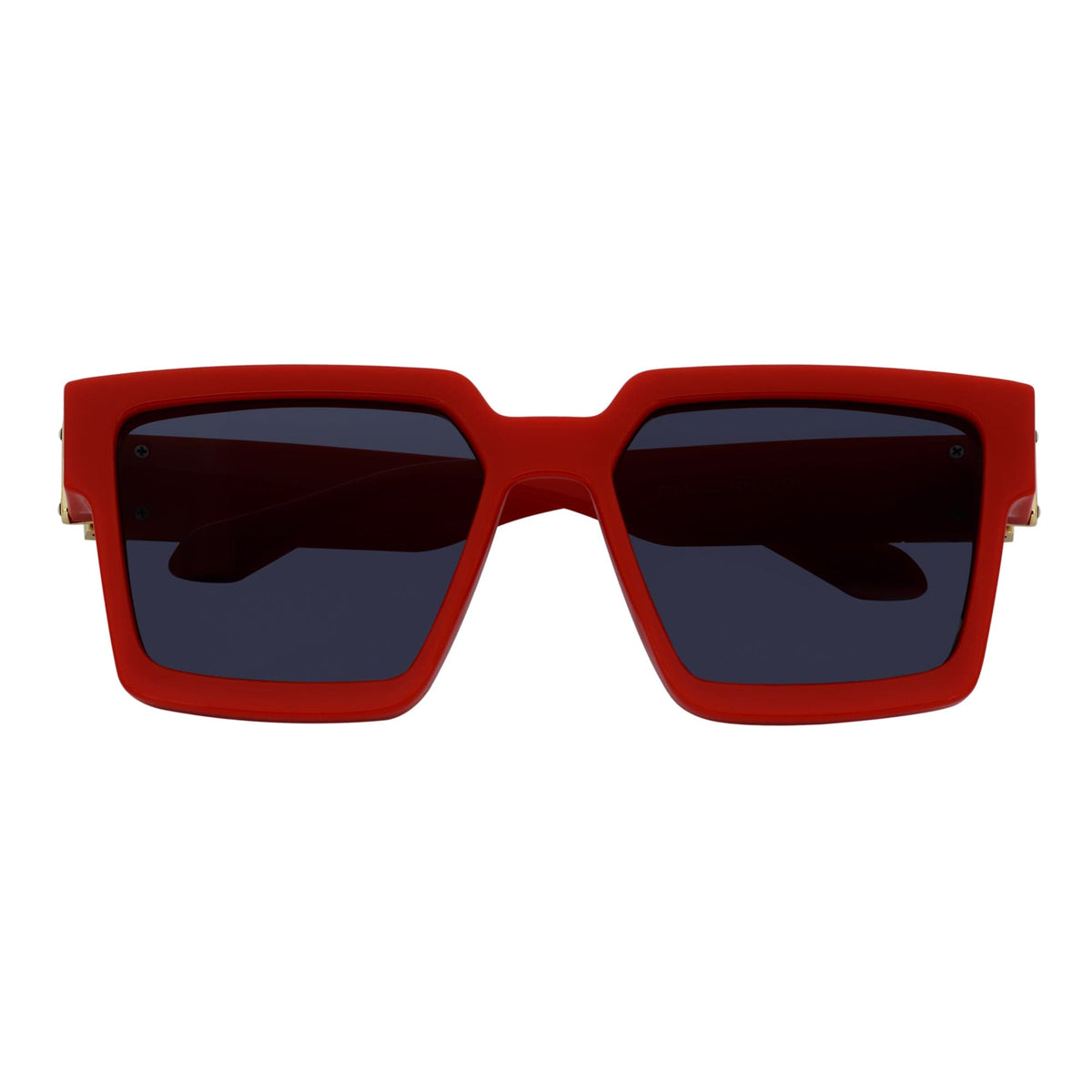 TWO BILLION - Large Horn Rimmed Square Sunglasses Gloss Red-Gold Smoke-0
