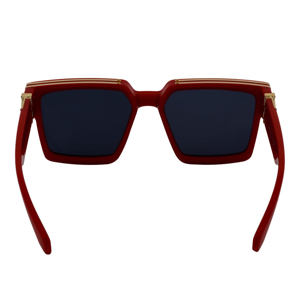 TWO BILLION - Large Horn Rimmed Square Sunglasses Gloss Red-Gold Smoke-3